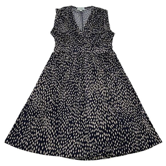 Veronica M Dress Womens Small Black Cream Abstract Sleeveless Stretch V Neck USA - Picture 1 of 7